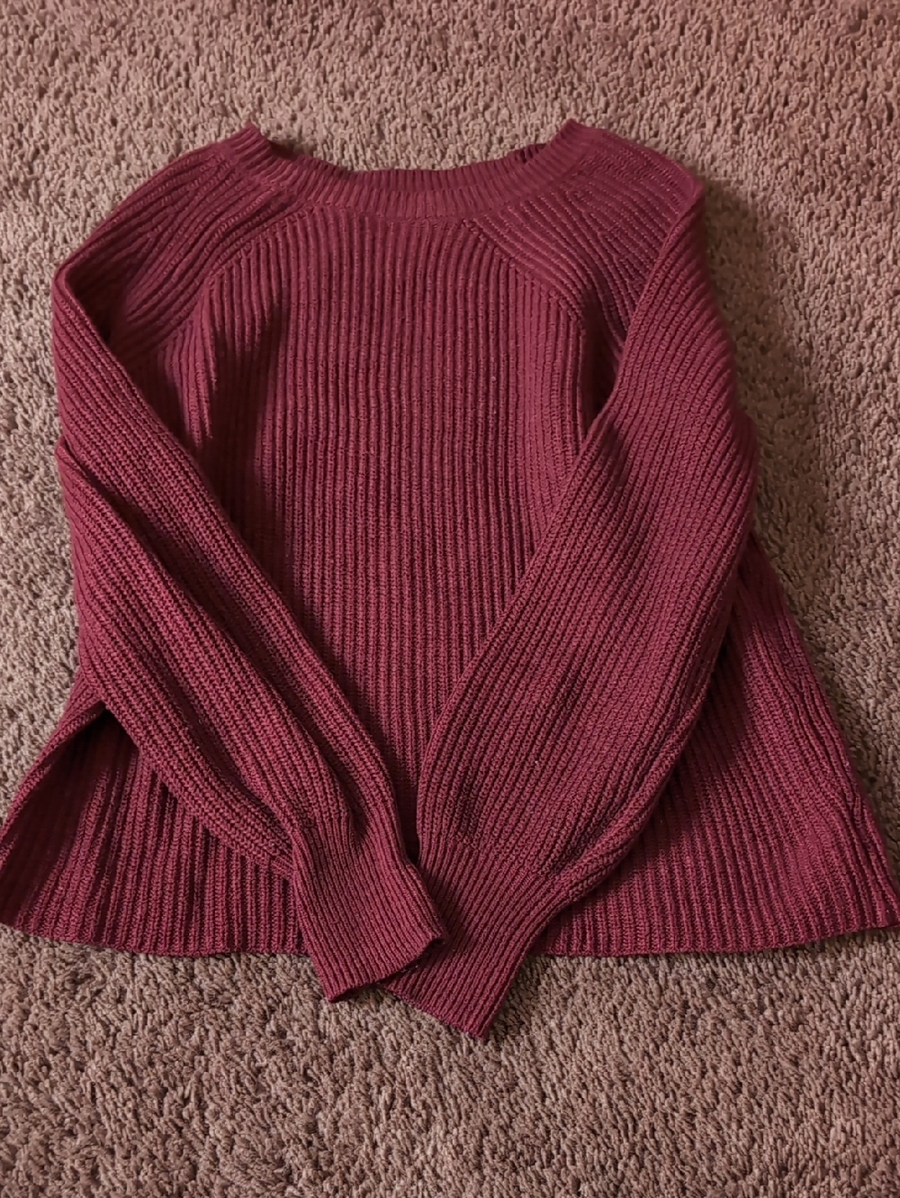 Jessica Simpson Ribbed Long-Sleeve Sweater - Burgundy